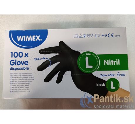 XL Rukavice jednorázové (Nitril) nepúdrované čierne veľ. XL