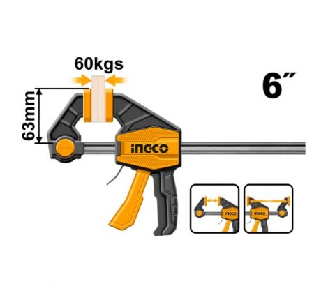 Svorka stolárska rýchloupínacia 63x150mm INGCO