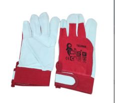 Rukavice kombi,textil-koža TECHNIK červeno-biele 9"