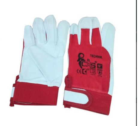 Rukavice kombi,textil-koža TECHNIK červeno-biele 9"