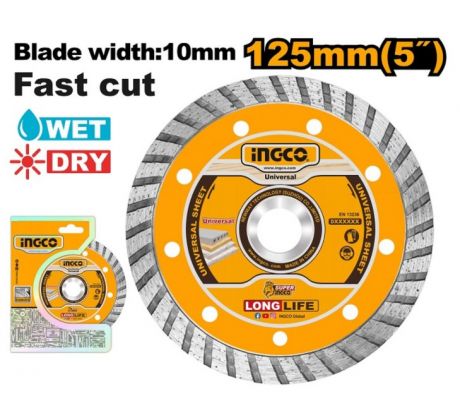 Kotúč diamantový o125x22,2 mm TURBO INGCO